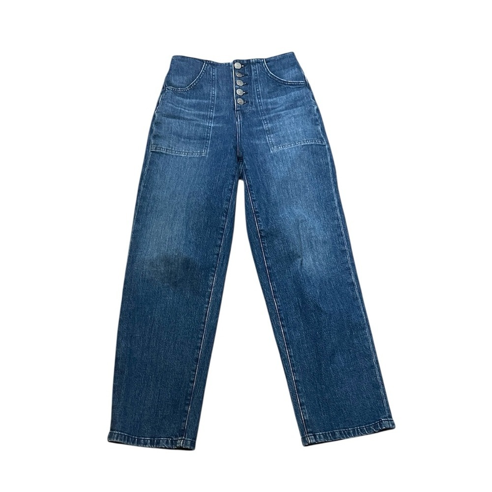 Veronica Beard crosbie crop wide crop high rise in bright blue wash size 24